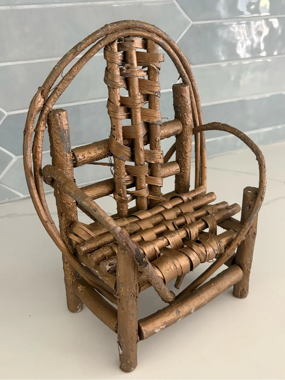 Vintage Primitive Rustic Willow Twig Miniature Doll Chair